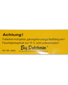 Aufkleber D: Achtung! Futterbrei muß gelöst ...